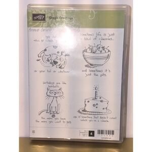 Stampin Up Giggle Greetings Mount Rubber Stamp Set 131065 Humorous 4pc Set